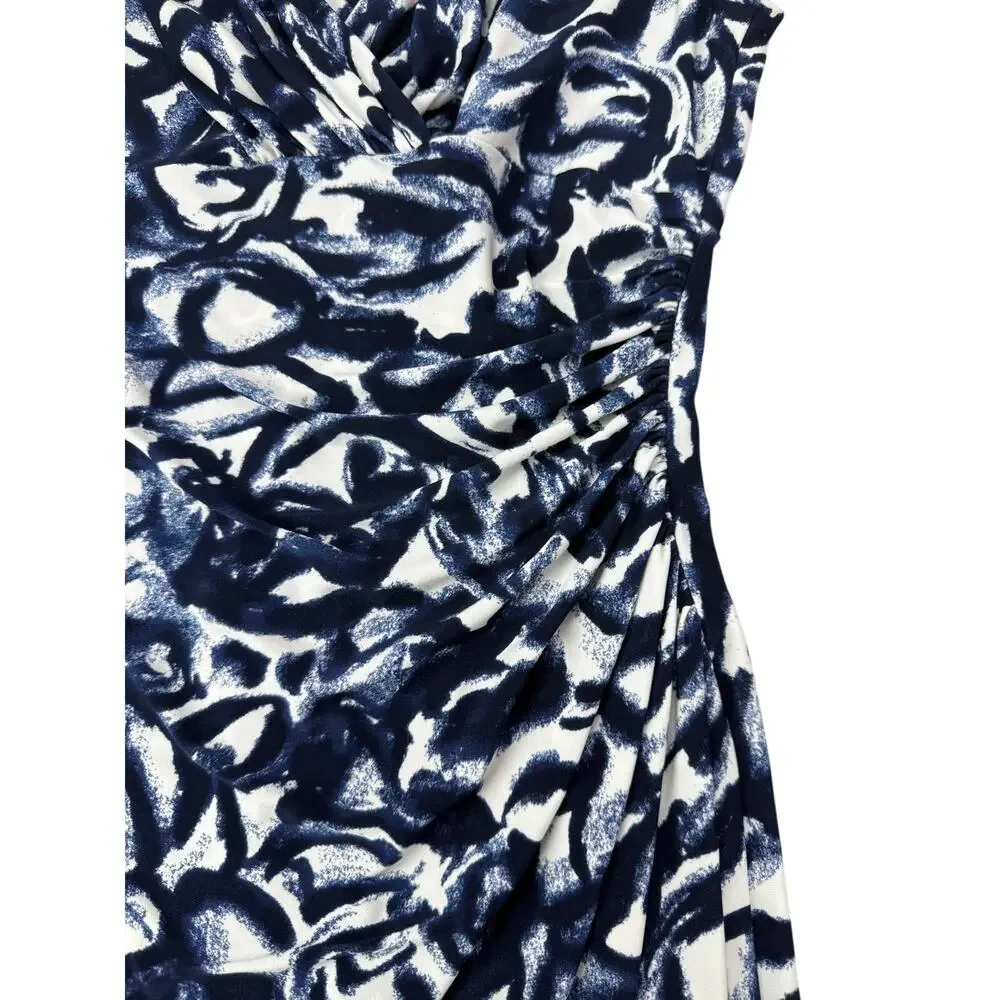 LAUREN Ralph Lauren Printed Ruched Sheath Dress Size 4 PETITE